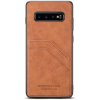 Pouzdro a kryt na mobilní telefon Pouzdro JustKing s koženkovém povrchem a dvojí kapsou na kartu Samsung Galaxy S10 - hnědé