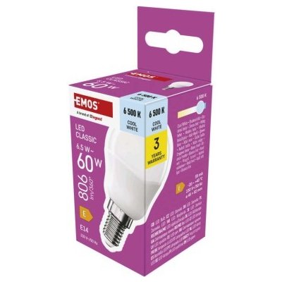 Emos LED žárovka Classic Mini Globe E14 6,5 W 60 W 806 lm studená bílá – Zboží Mobilmania