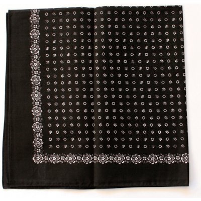 Etex bavlněný šátek černý s bílými květy – Zboží Dáma