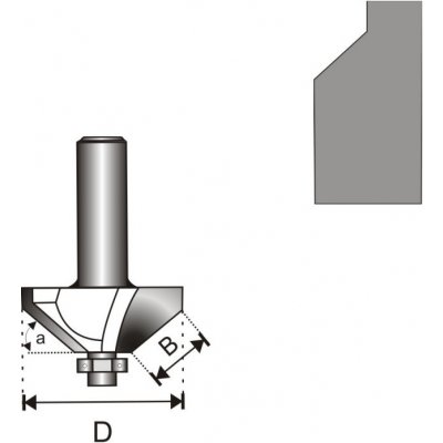 Fréza na dřevo úhlová 45 stupňů s ložiskem T8 D35,5 B15,9 mm DEDRA 07F102B