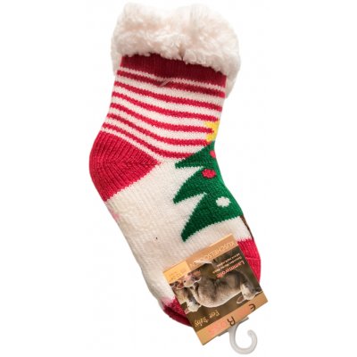 Dětské vánoční ponožky papuče protiskluzové ABS s kožíškem Stromeček bílý – Hledejceny.cz