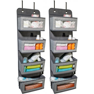 HomeLife Závěsný organizér na dveře 31 x 101 x 13 cm, 4 kapsy, šedá pruhy - sada 2 ks – Sleviste.cz