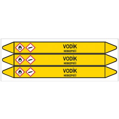 Značení potrubí, vodík,3 ks, 355 × 37 mm PZ 007669