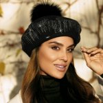 Krumlovanka dámská baret s bambulí W-0346/018 černý – Hledejceny.cz