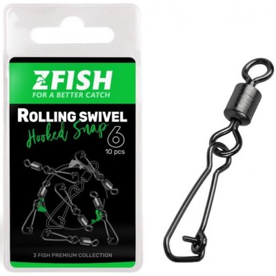 Zfish Obratlík S Karabinkou Rolling Swivel a Hooked Snap Velikost 12 10 ks Nosnost 18 kg – Zbozi.Blesk.cz
