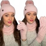 Fashionweek Dámský zimní set čepice šála a rukavice S3068 světle růžová – Hledejceny.cz