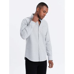 Ombre Clothing pánská košile s dlouhým rukávem Ntsetselelo šedá