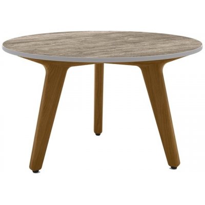 Manutti Nízký stolek Torsa, kulatý 60x35 cm, rám teak, deska keramika 12 mm, dekor perla – Hledejceny.cz