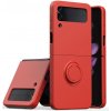 Pouzdro a kryt na mobilní telefon Pouzdro SES Silikonové ochranné s držákem na prst Samsung Galaxy Z Flip4 5G F721B - červené