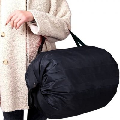 Skládací nákupní taška černá nylonový materiál 50x35 cm