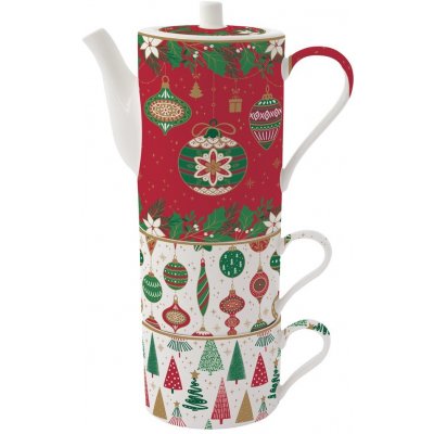 Easy Life Vánoční porcelánová 2 hrnky s konvičkou Jingle Bells 500 ml – Zboží Mobilmania