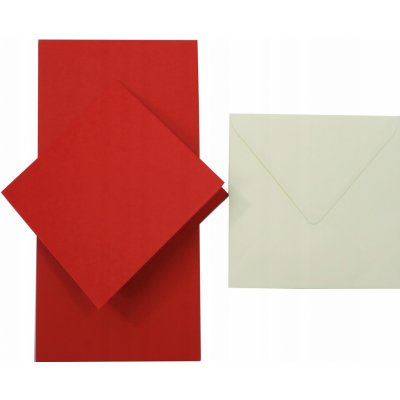 Papírnictví základna červená čtvercová ecru obálka