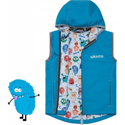 Esito dětská softshellová dvojitá vesta Příšerky tyrkysová – Zboží Dáma
