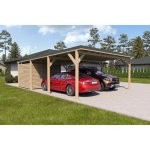 Holzbrüder Ralf na auto s malým domkem impregnace/zelená 6 x 8,68 m – HobbyKompas.cz