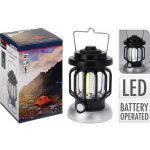 PROGARDEN Lucerna s LED žárovkou kempingová 10 x 16 cm kovová černá KO-CX7000070 – Sleviste.cz