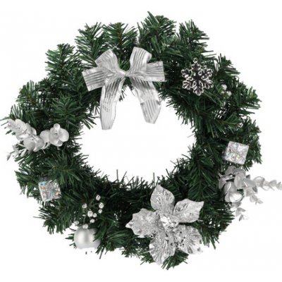 Chomik VÁNOČNÍ VĚNEC 30 CM STŘÍBRNÝ *2279 – Zboží Mobilmania