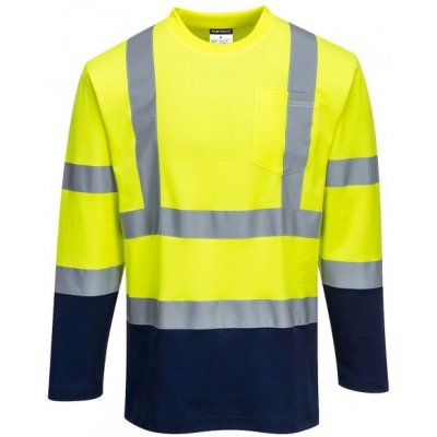 Portwest S280 tričko Cotton Comfort dlouhý rukáv reflexní žlutá/navy XL – Hledejceny.cz