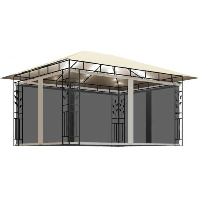 vidaXL Altán s moskytiérou a LED pohádkovými světly 4x3x2,73 m béžový – Hledejceny.cz