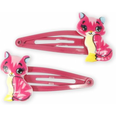 Sponky s kočkou 2 ks tmavě růžová – Hledejceny.cz