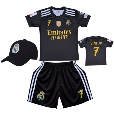 Numberoplus Premium dětský fotbalový dres + fotbalová kšiltovka Real Madrid Black Vinic JR7 Fly Better – Zboží Dáma