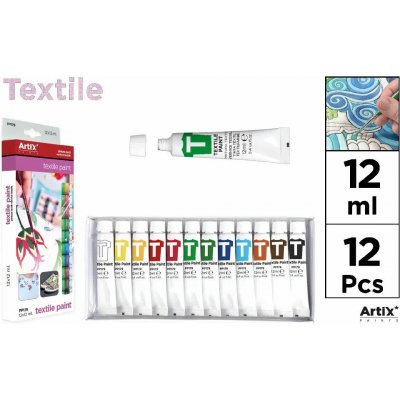 Barvy na textil 12 ml 12 barev – Zboží Dáma