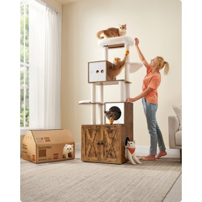 Feandrea Škrabadlo se skříňkou na toaletu hnědé 60 x 52 x 185 cm – Zboží Dáma