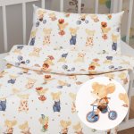Biante povlečení postýlky Sandra SA611 Hravé myšky na bílém postýlky 90 x 130 cm 40 x 60 cm – Sleviste.cz