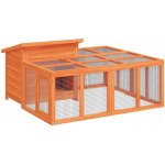 vidaXL Králíkárna hnědá 144 x 123 x 67,5 cm masivní borové dřevo – Zboží Dáma