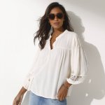 Kreponová halenka s macramé režná – Zbozi.Blesk.cz