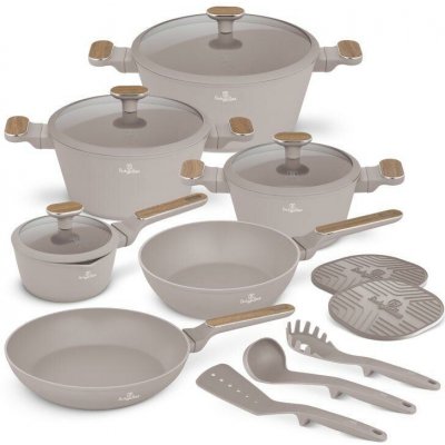 Berlingerhaus Sada nádobí s titanovým povrchem 15 ks Taupe Nordic Collection – Zboží Dáma