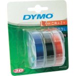 Páska Dymo Omega 9mm x 3m černý tisk/černý, modrý, červený podklad, 3D, 3ks, S0847750