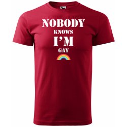 Sablio tričko s potiskem Nobody knows I am gay červené