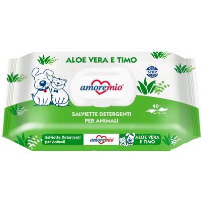 Amoremio vhčené čistící ubrousky aroma aloe vera/tymián 40 ks