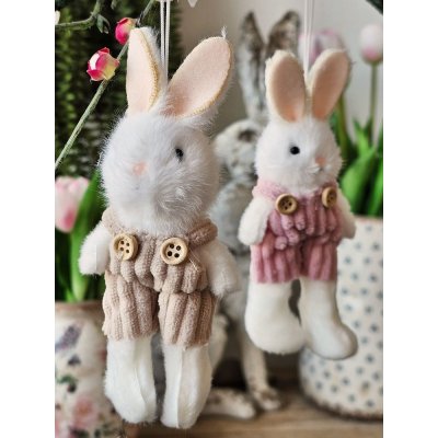 Bílý plyšový závěsný králíček v růžových laclíkách Magiccal 6*4*14 cm – Hledejceny.cz