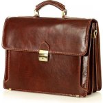 Mazzini business ručně šitá aktovka z pravé kůže Federico hnědá – Zboží Dáma