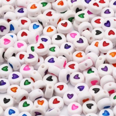 Pro Háčkování Korálek bílá lentilka se srdíčkem 4x7 mm, 20 ks – Hledejceny.cz