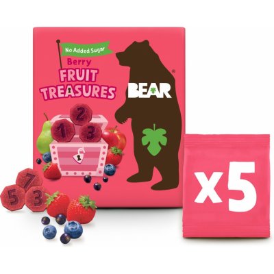 BEAR Fruit Treasures Berry jahoda a borůvka ovocné kousky 5x20 g – Zbozi.Blesk.cz