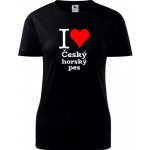 Černé dámské tričko I love Český horský pes dárek pro pejskařku – Zboží Mobilmania