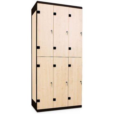 Triton 6-boxová 1970 x 900 x 500 mm lamino javor mandal jiný zámek skelet kov černá RAL 9 – Zboží Mobilmania