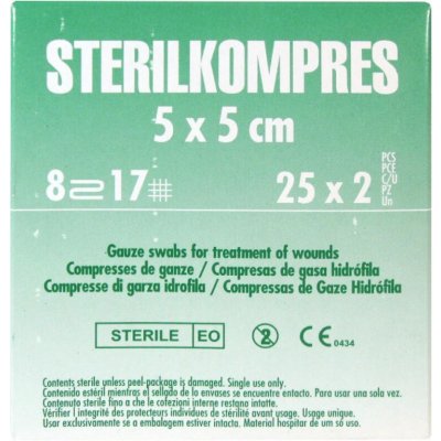 Sterilkompres gáza kompresní sterilní 5 x 5cm/25 x 2 ks – Zboží Mobilmania