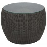 Ratanový konferenční stolek Anny, Stern, kulatý prům. 58x42 cm, umělý ratan hnědý (cinnamon), deska sklo – Zboží Mobilmania