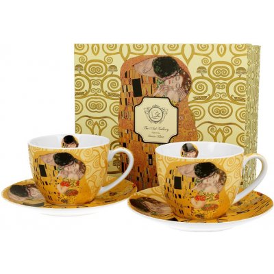 Gusta Duo Gifts Přátelská souprava na kávu v Klimt Polibek 2x šálek s podšálkem 280 ml