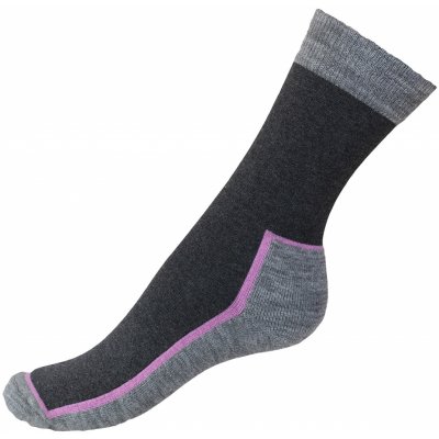 SAFA Dva páry dámských merino ponožek NEVADA s vlněným froté tmavě šedá/růžová