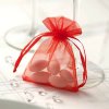 Svatební cukrovinka Sáček z organzy červený 10 ks - organzový pytlíček na svatební mandle a dárečky pro hosty