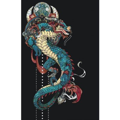 MALUJEŠ Malování podle čísel ČÍNSKÝ DRAK 80 x 120 cm bez rámu a bez vypnutí plátna – Zboží Dáma