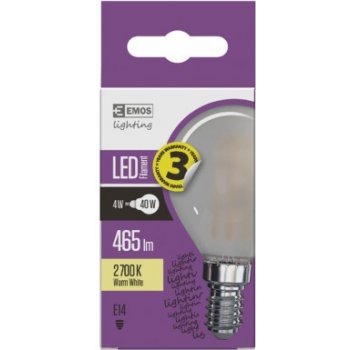 Emos LED žárovka Filament Mini Globe matná 4W E14 teplá bílá