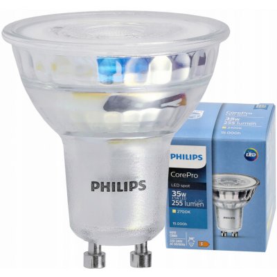 Philips LED žárovka GU10 3,5W 255Lm teplá bílá 2700K CorePro Premium PHL-9290012178C – Zboží Mobilmania