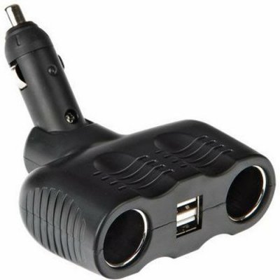 Adaptér rozdvojka zásuvky 12/24V + 2 x USB (max.10A, max. 2A) zapalovače