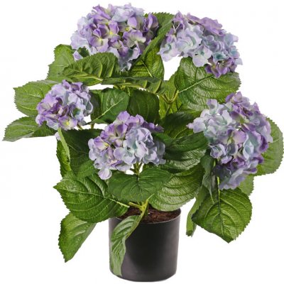 Umělá květina Hortenzie modrá luxe v květináči, 36cm