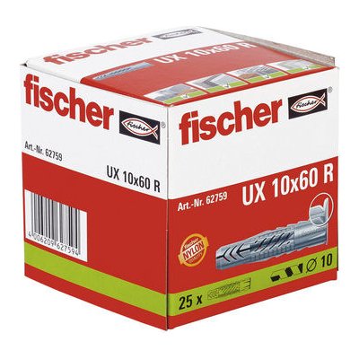 fischer UX 10x60 R S univerzální hmoždinka s límečkem 25 ks (62759)